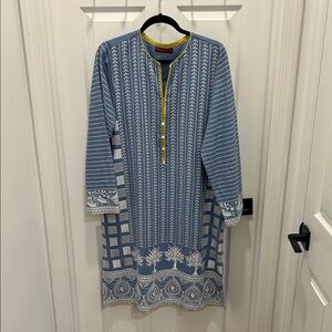 Blue Patterned Midi Dress